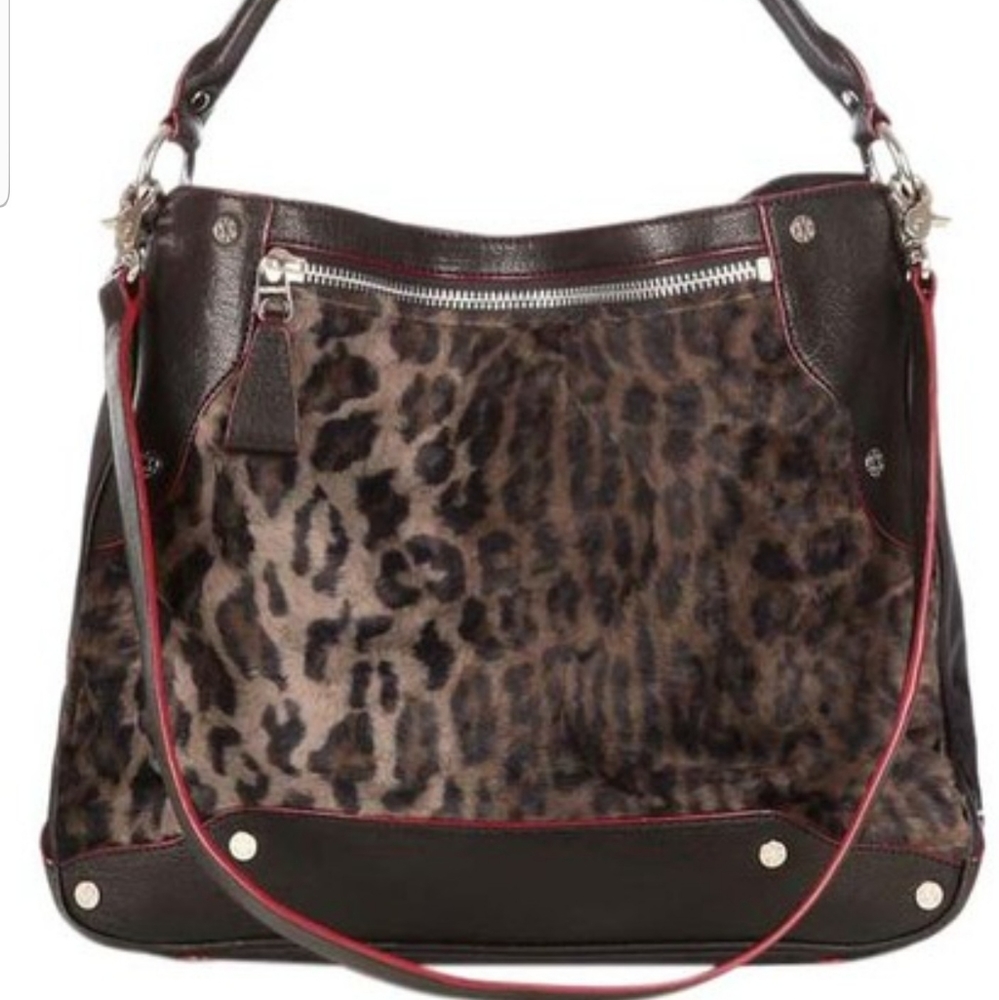 MZ Wallace Black Leopard Print Leather Bag
